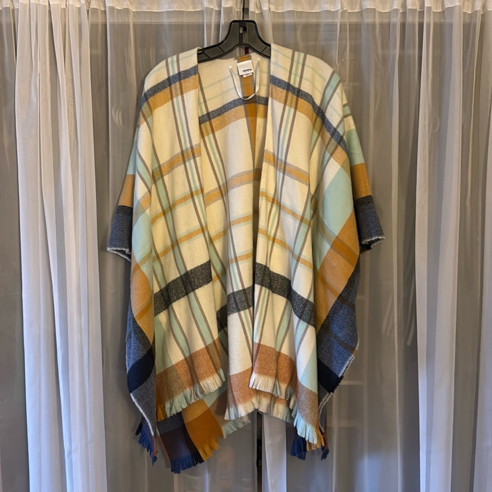 Sonoma Plaid Poncho Jacket, OS